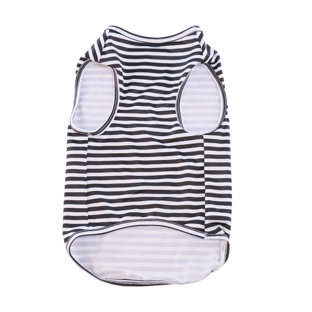 Ropa de verano para perros, chaleco informal para mascotas, de cuello redondo Camiseta a rayas, chalecos de protección solar para perros pequeños, disfraz cómodo de gato y cachorro - imagen 4