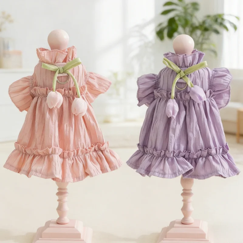 Vestido con tulipanes para perro y gato – Disfraz de verano para Chihuahua - imagen 4
