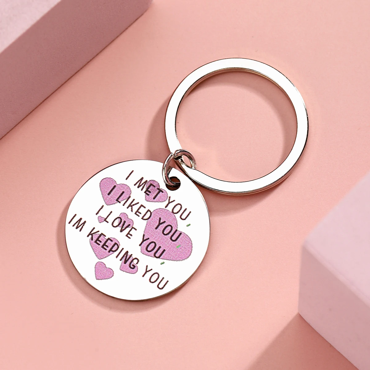 "Té incontrato, te quiero, te amo, me te manteno" Llavero de acero inoxidable, un regalo para novia y esposa - imagen 3