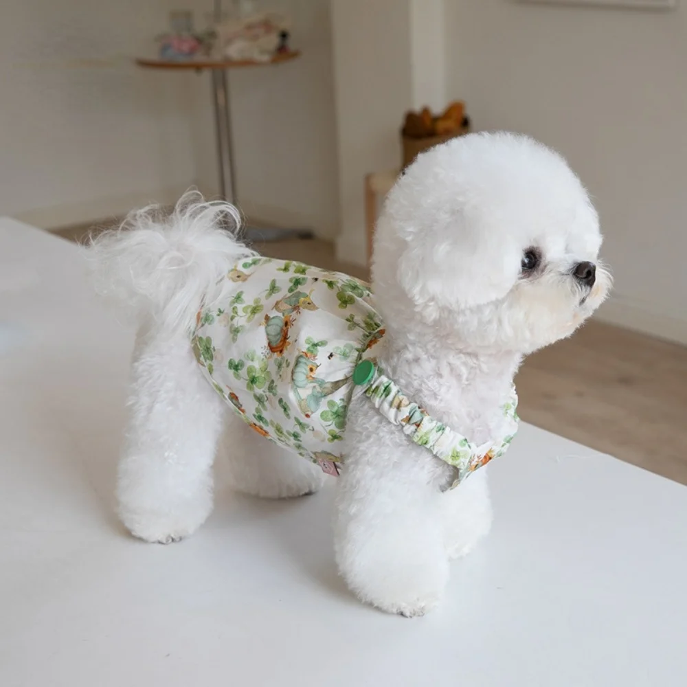 Falda con tirantes para perro, chaleco con estampado de hierba de la suerte, conejo, gato, perro - imagen 2