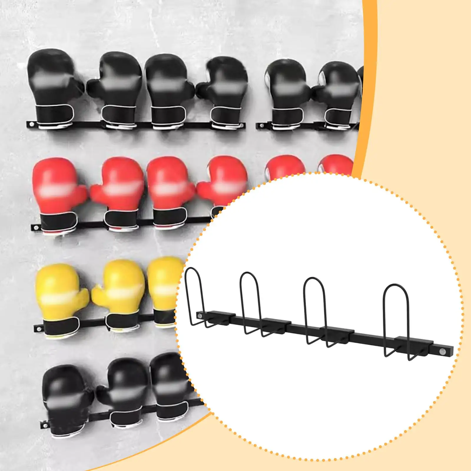 Estante de almacenamiento para guantes de boxeo, soporte de pared de acero, fácil instalación, ahorro de espacio, durabilidad, estante para guantes de boxeo - imagen 3