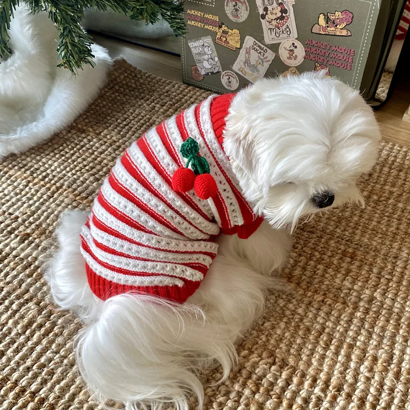 Jersey de cerezas para perros pequeños y gatos – Otoño e invierno - imagen 4
