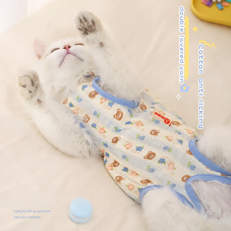 HOOPET Cat Clothes Anti Hair Loss Belly Protector Kitten Spayed Weaned Female Cat Cotton Winter Surgical Warm Autumn and Winter - imagen 3
