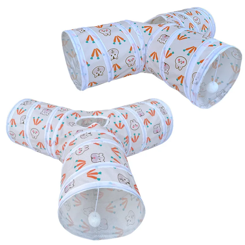 Juguete de túnel plegable para gatos, entrenamiento interactivo de tres canales, Juguetes Divertidos para gatitos, tubo de autoentretenimiento para mascotas, suministros para gatos - imagen 5