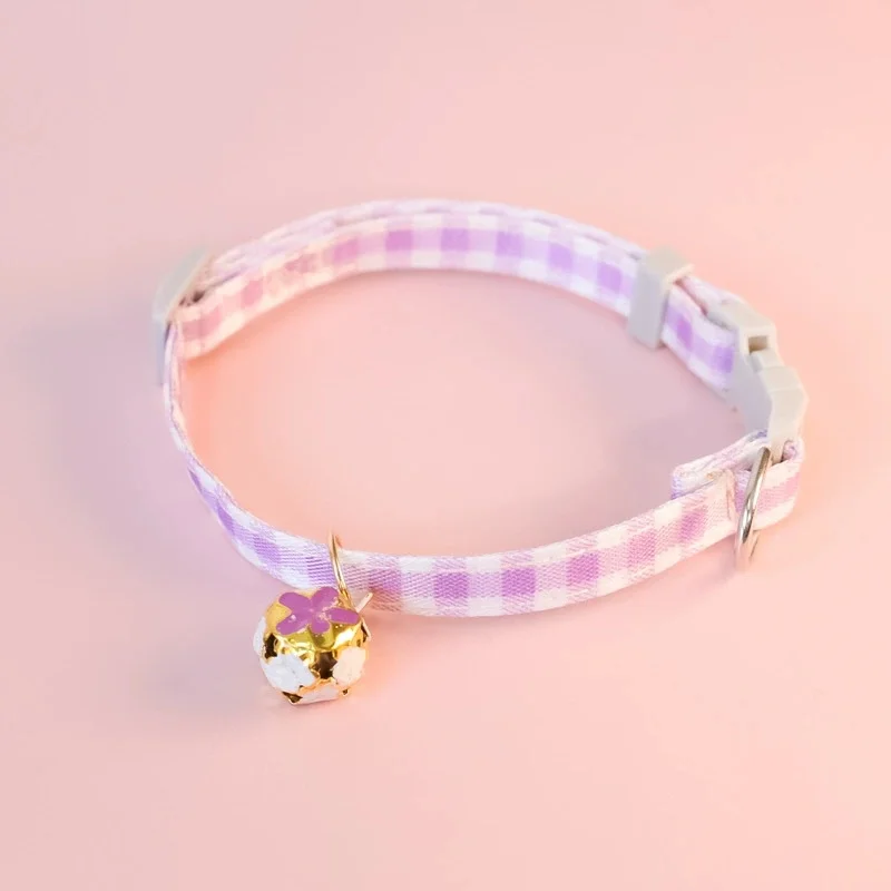 Collar de gato a cuadros con campana, Collar de seguridad ajustable para cachorros, gatitos, gatos, Collar de seguridad para gatos, suministros para mascotas al por mayor - imagen 5