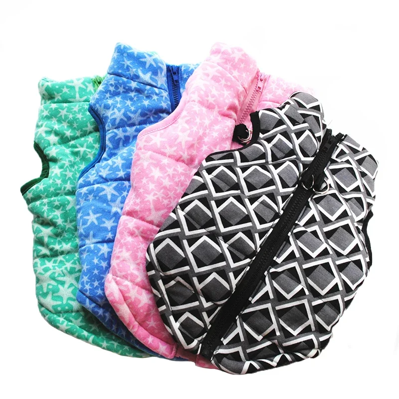Ropa de algodón con estampado de estrellas para perros pequeños, chaqueta de invierno con anillos, chaleco para Chihuahua, disfraces de Pug para mascotas, ropa de Bulldog Francés - imagen 3