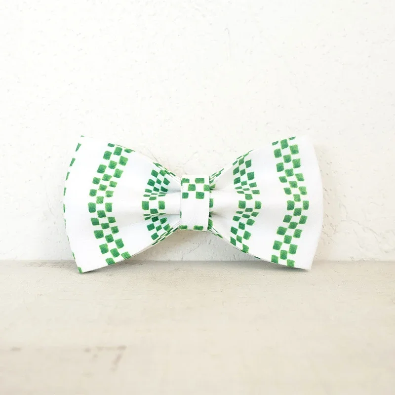 Pajarita para perro con forma de cubo de bambú verde, accesorio para Collar, suministros para cachorros y gatos, herramientas de aseo, pajarita Ornamental desmontable para perros - imagen 2