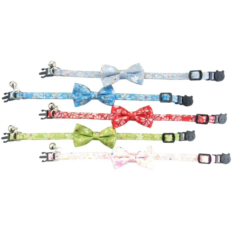 Collar de gato personalizado de 1 pieza, etiqueta de nombre, lazo desmontable, hebilla de seguridad ajustable con campana para evitar pérdidas, adecuado para perros pequeños