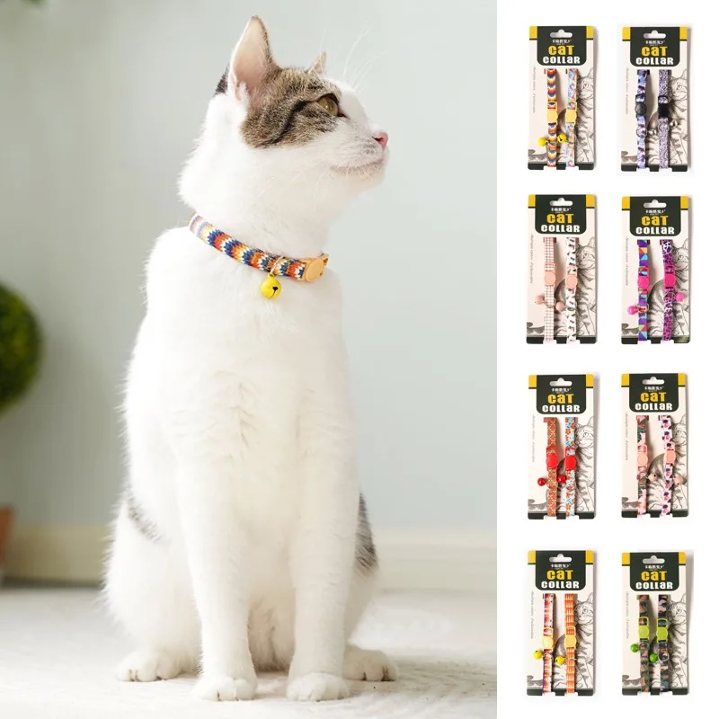 Collar para mascotas con campana, Collar ajustable colorido para gatitos, Collar de seguridad, campana, suministros para mascotas, accesorios de vestir para mascotas