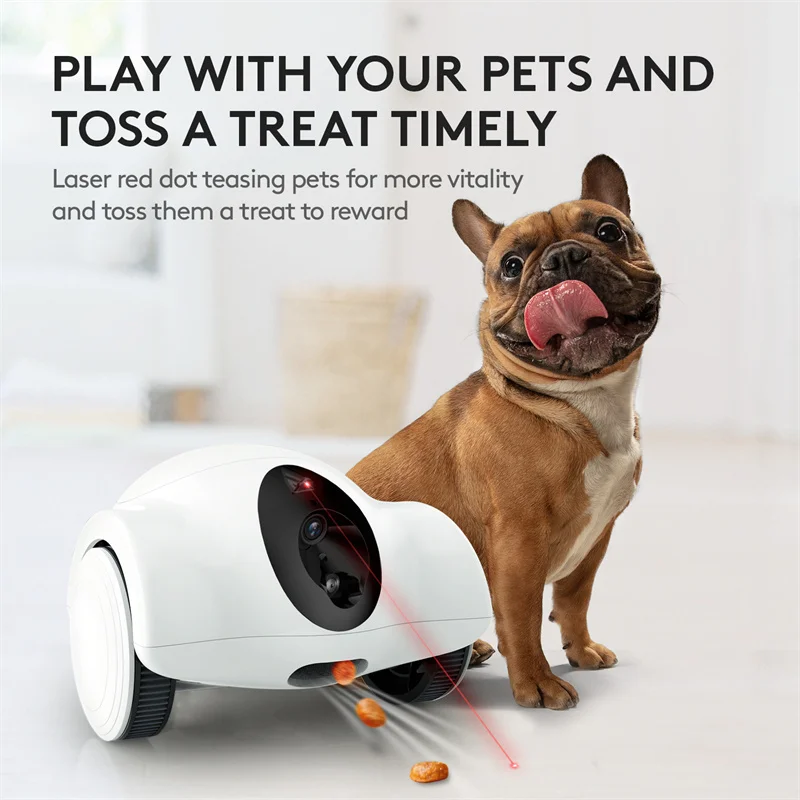 LMZOE-alimentador láser de comida, dispensador de 1080P, cámara HD para mascotas, perro y gato, casa completa, Robot móvil, Audio bidireccional, wifi, juguete inteligente interaccio - imagen 4