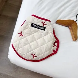 Abrigo bordado con lazo para otoño/invierno para mascotas, chaleco de terciopelo, peluche para gatos, abrigo rojo de Navidad para mascotas de Año Nuevo, ropa para cachorros