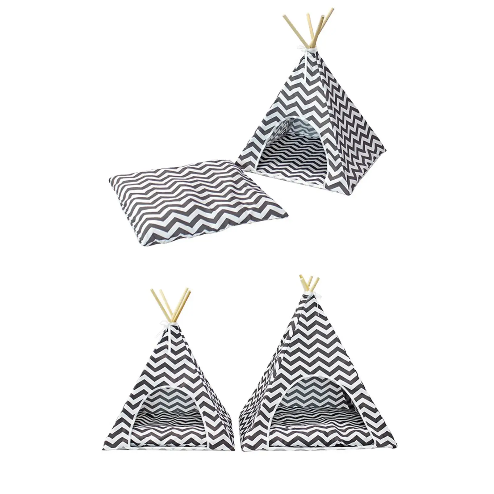 Pet Teepee Dog House Cat Tent Bed Nest Shelter Warm Winter Tent Mat Cushion Sleeping Bed for Indoor Puppy Accessories