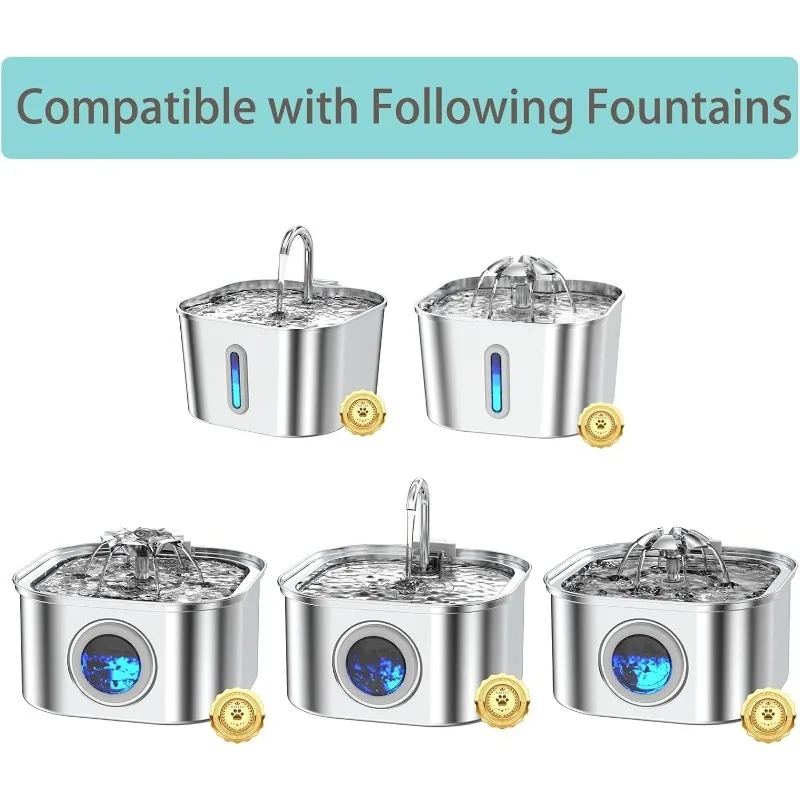 6 esponjas de carbono y 6 prefiltros para filtros de fuente de agua 2,2/3,2/ 7LCat, repuesto para fuentes cuadradas de gato de acero inoxidable - imagen 5