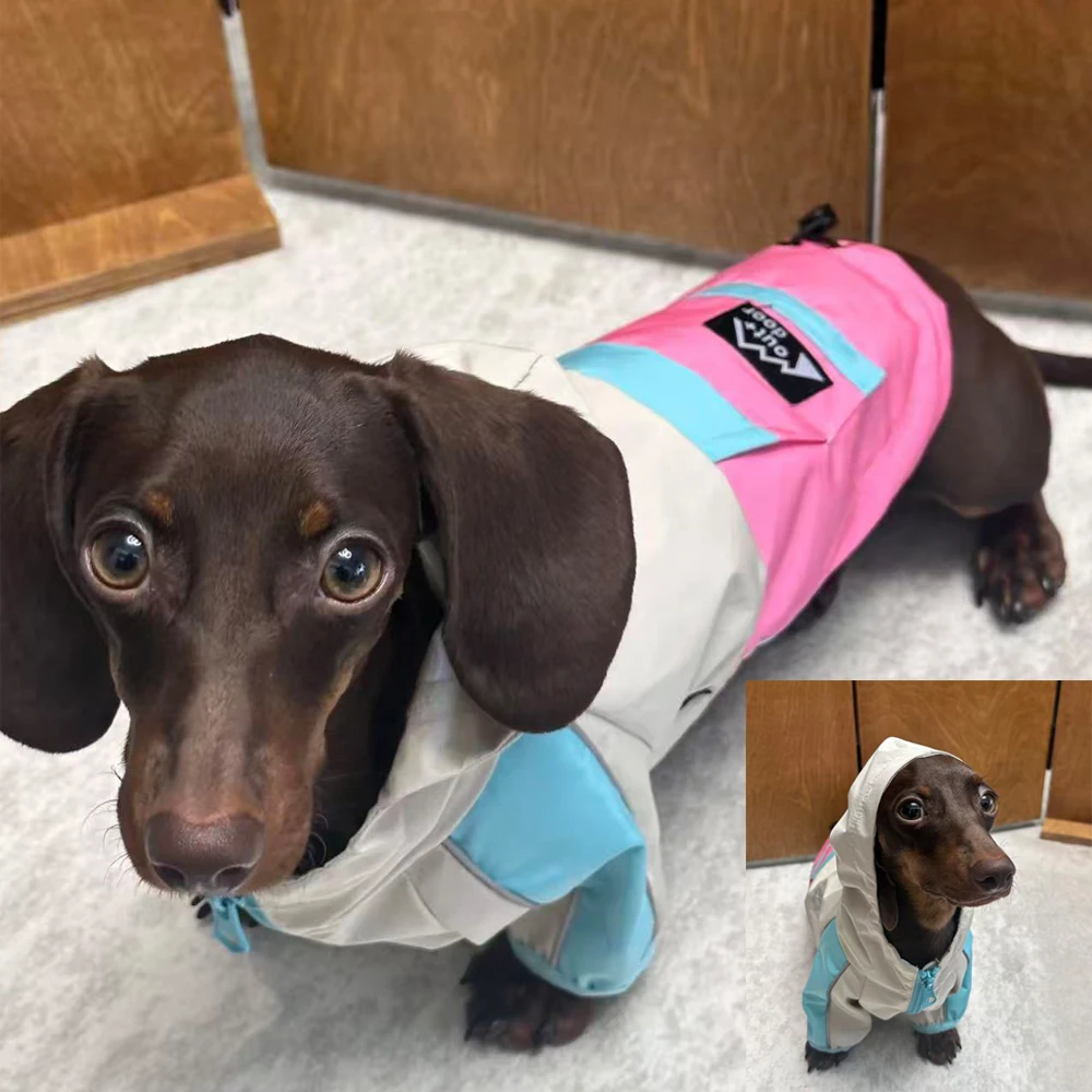 Chaqueta impermeable para perros Wiener, impermeable de 2 patas para perros tejón, chaqueta intercambiable transpirable para perros salchicha