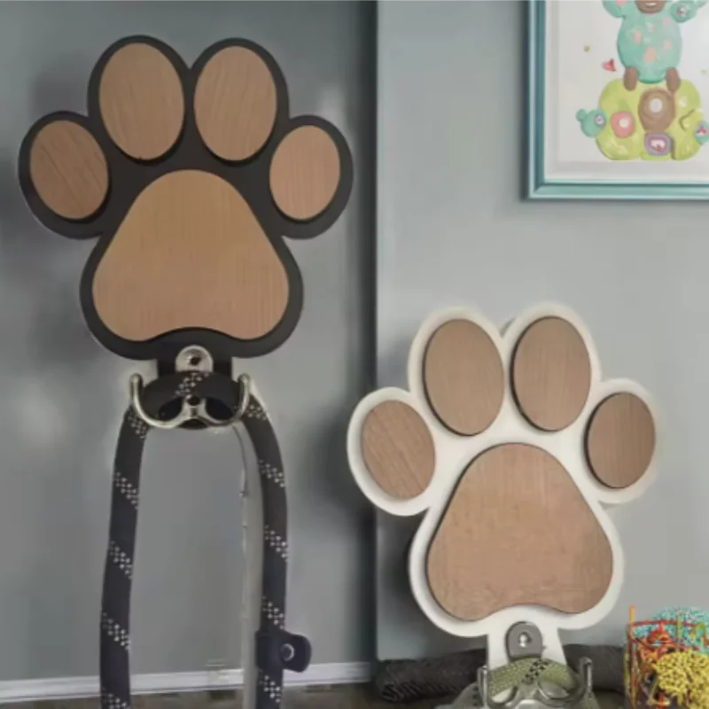 Colgador de correa para perro con estampado de pata, gancho de pared, abrigos y collares de madera, soporte con diseño de garra, regalo para amantes de los perros