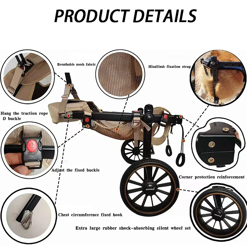 Silla de ruedas para perros patas traseras ajustable grandes y mayores - imagen 3