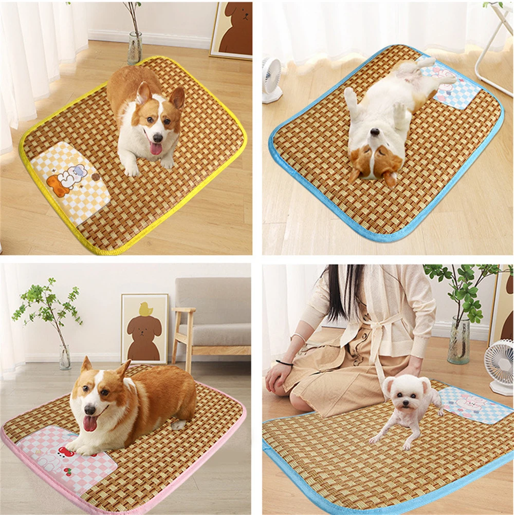 Alfombrilla de mimbre lavable y antideslizante para mascotas, esterilla de verano para gatos pequeños y medianos, almohadilla de refrigeración transpirable para cachorros y gatos, alfombrilla para dormir para mascotas - imagen 2