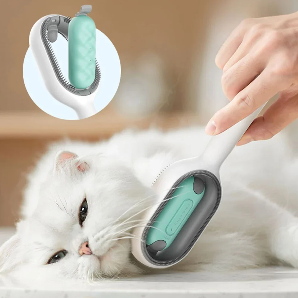 Cepillo para gatos, cepillo removedor de pelo largo para perros y gatos, peine de silicona para el cuidado de mascotas con toallita y tanque de agua, accesorios para productos para mascotas - imagen 3