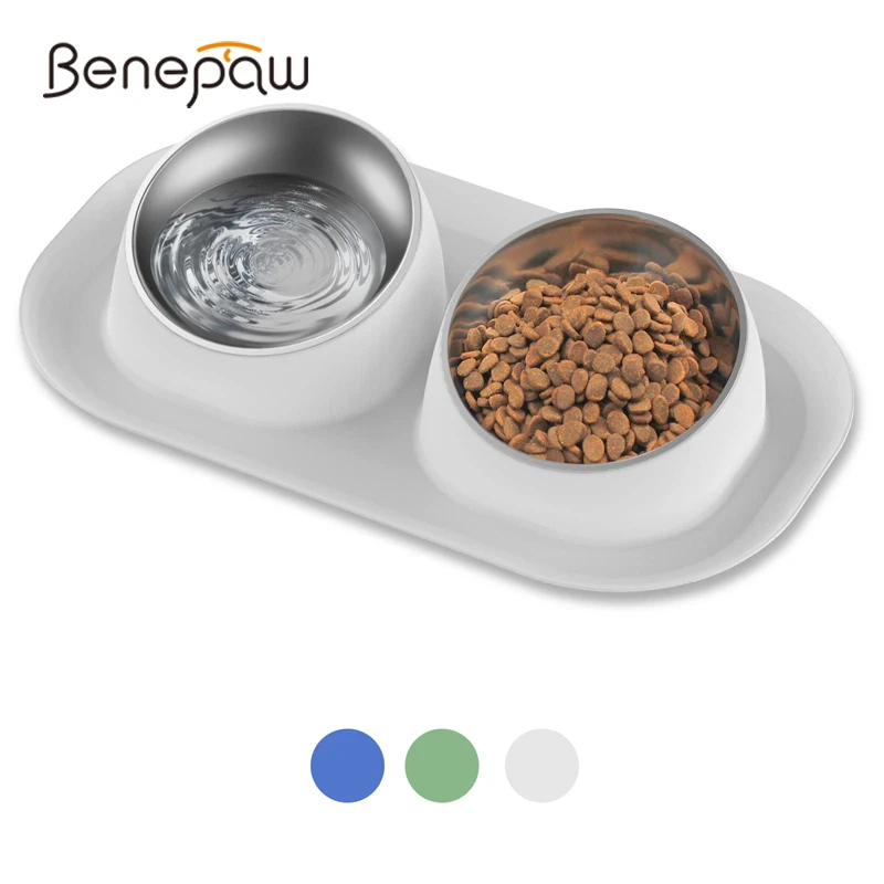 benepaw cuenco doble inclinado acero inoxidable perro cuencos alimentación extraíbles antideslizantes sin derrames cachorros pequeños medianos alimentador platos gatos