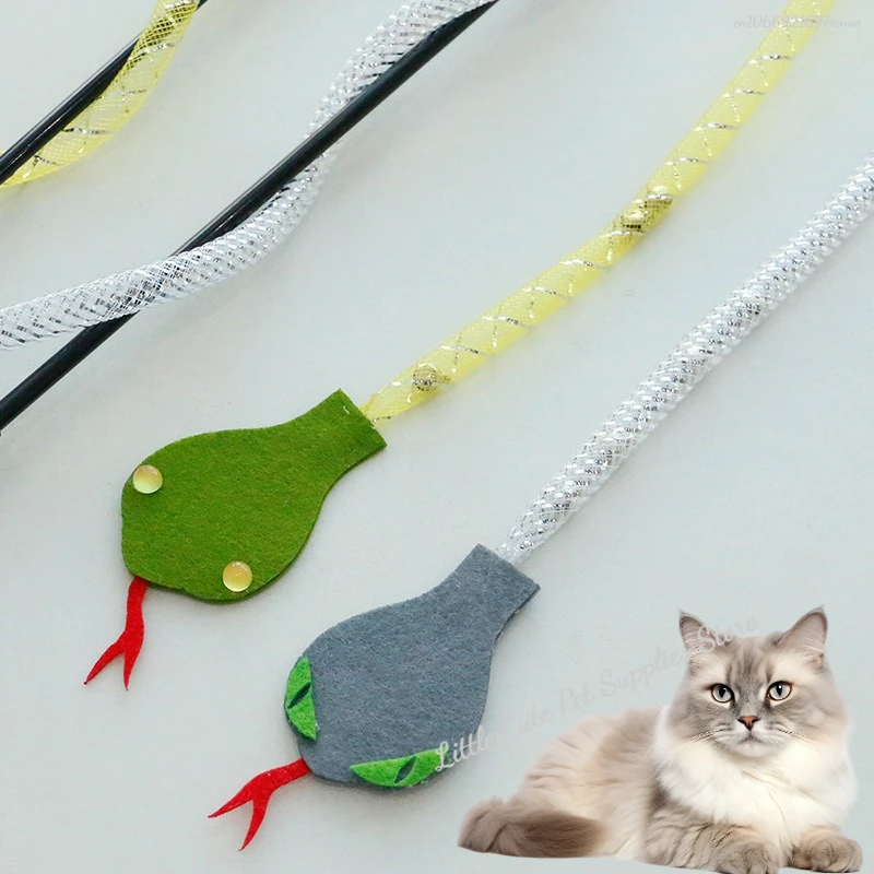 Palo divertido para gato con forma de serpiente de dibujos animados, juguete para masticar para gatitos, juego interactivo para aliviar el aburrimiento, palo corto, suministros para mascotas