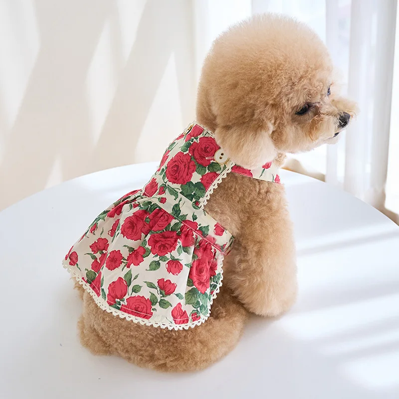 Moda para mascotas, vestido rosa de verano para mascotas, gato, perro, Yorkshire, ropa de peluche, conversación romántica, camiseta sin mangas múltiple, ropa para perros pequeños - imagen 4
