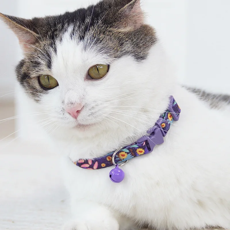Collar para gatos con campana, Collar de seguridad ajustable para mascotas, Collar con anillo de campana colorido para gatos, gatitos, cachorros, accesorios para perros pequeños - imagen 2