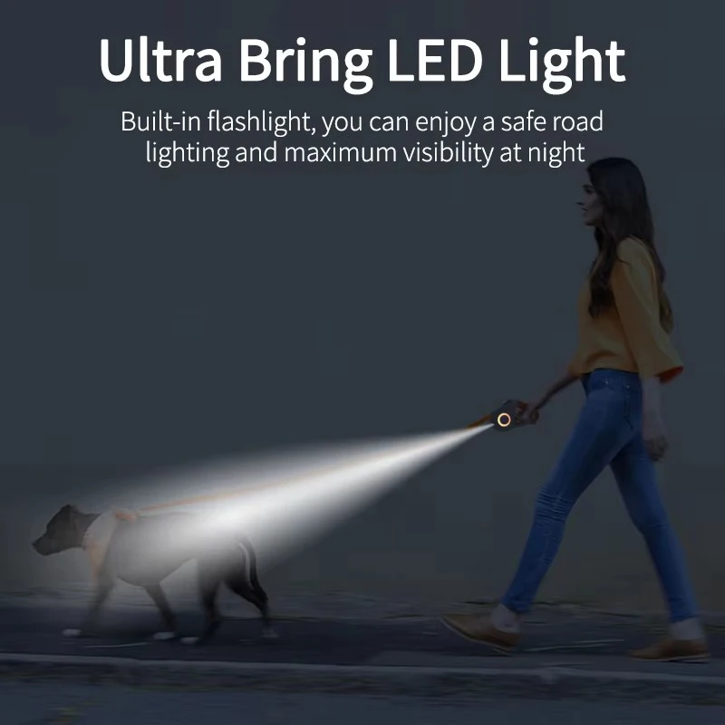 Correa retráctil automática para perros BOOTEELY de 5M con Flash LED, correa para caminar para mascotas al aire libre para perros pequeños, medianos y grandes - imagen 2