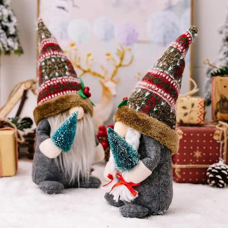 Bandeja de adorno de Gnomo de peluche de Papá Noel, decoración que trae buena suerte y estado de ánimo de Navidad para estante, chimenea, capa, mesa, ventana - imagen 4
