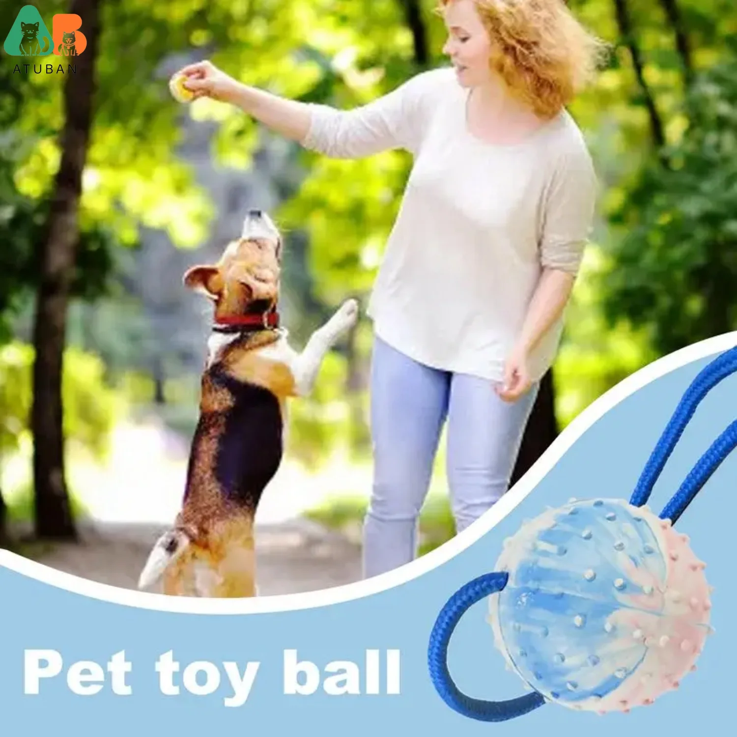 ATUBAN Pelota de entrenamiento de juguete para perros con cuerda, juguete de recompensa y remolcador de caucho natural pesado con mango de nailon, buscar perros de trabajo deportivos - imagen 5