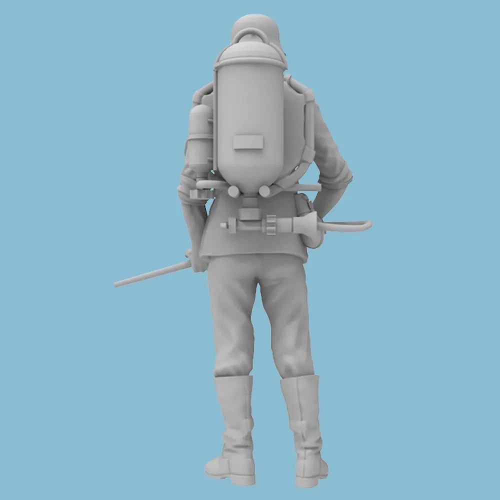Soldado miniatura lanzallamas Segunda Guerra Mundial resina sin pintar - imagen 3