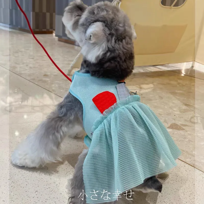Mesh Pet Apparel Harness Dresses For Small Dogs Puppy Luxury Princess Chest for Schnauzer Bichon Pomeranian Spring Summer Skirts - imagen 5