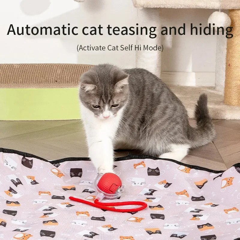 Juguetes interactivos para gatos, pelota rodante rápida en bolsa, juguete para ocultar y buscar gatitos, juguete interactivo para gatos activado por movimiento para interiores - imagen 5