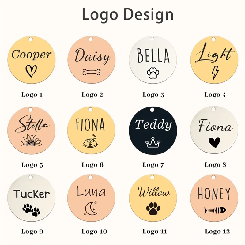 Etiqueta de identificación de mascota grabada de doble cara personalizada, Collar silencioso, accesorio para perros y gatos, dije de números de nombre personalizado - imagen 3