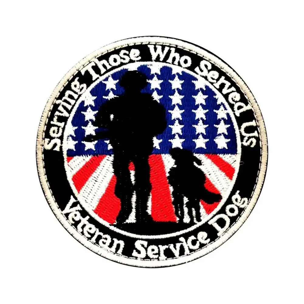 Parche bordado para perros de servicio veterano, operador del ejército militar, bolsa para perros con gancho, parches tácticos con respaldo