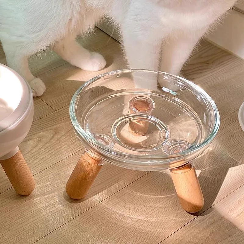 Cuenco para perros y gatos, marco de elevación transparente estable, protección de agua para bebidas, vértebra Cervical, sartén para perros de gran calibre, cuenco elevado para comida para mascotas - imagen 2