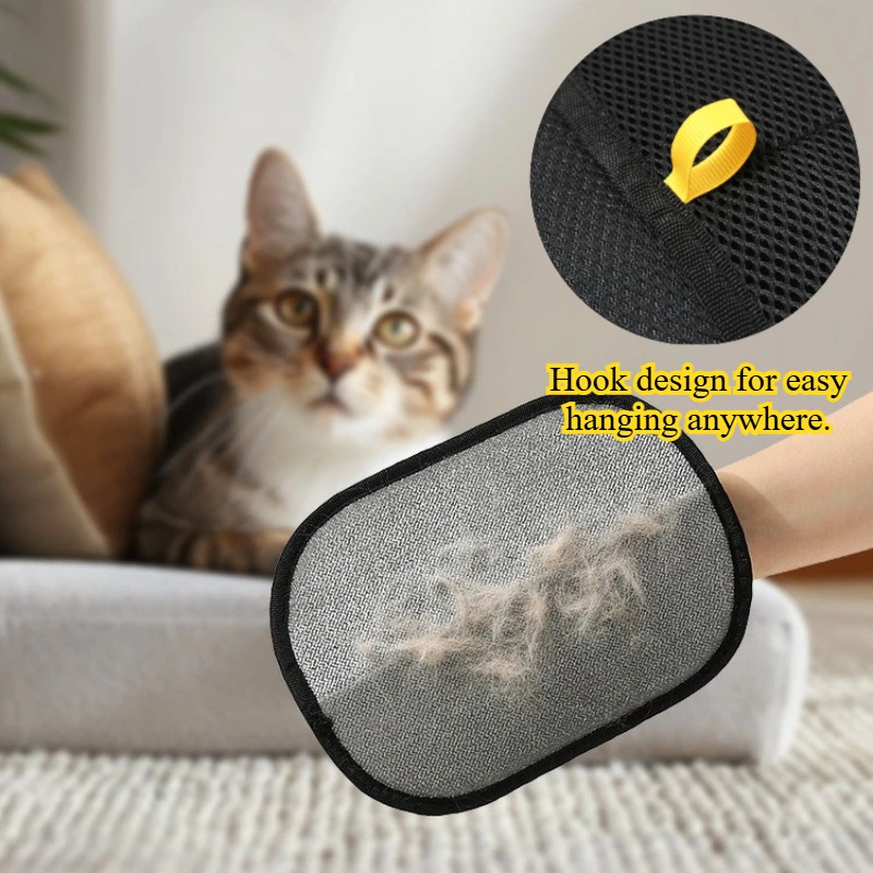 Guantes de aseo para mascotas, removedor de pelo de doble cara, guante de limpieza de piel de electricidad estática, herramienta de limpieza de piel de alfombras y muebles - imagen 3