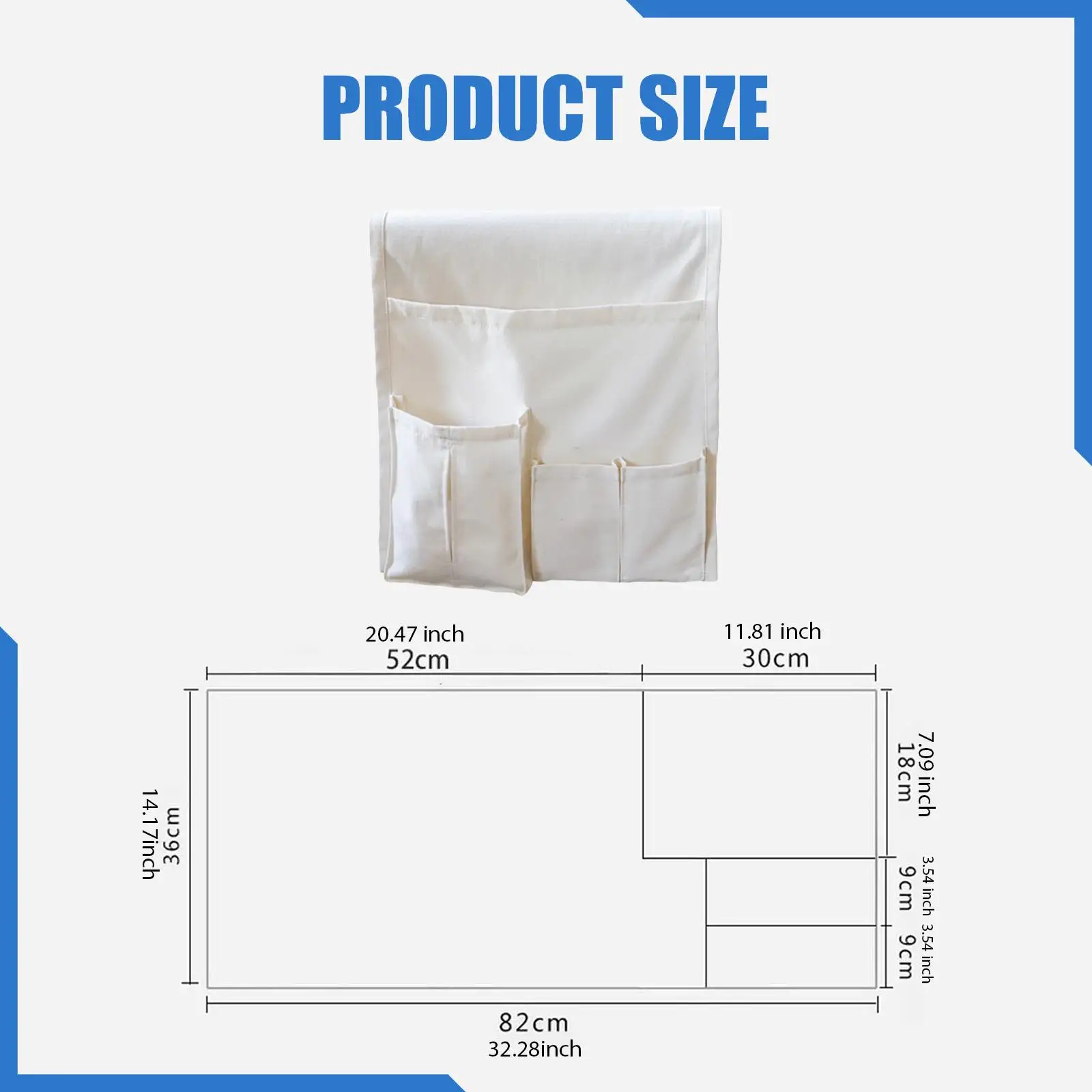 Sofa Armrest Organizer Canvas Replace Couch Organizer Bedside Storage Pocket for Remote Control Phones Keys Bedroom Sofa Side