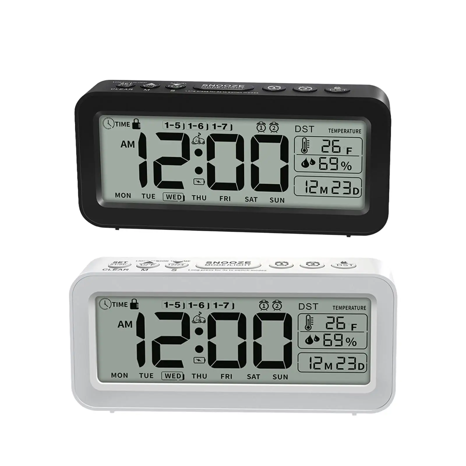 Reloj despertador digital Reloj digital Función de repetición práctica Fecha/Hora/semana multifuncional para mesita de noche Sala de estar Oficina - imagen 3