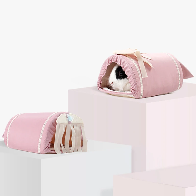 Túnel de conejillo de indias, túneles y tubos de conejo para mascotas, juguete de tubo de escondite para animales pequeños con almohadillas de felpa cálidas y almohadillas frescas para las cuatro estaciones - imagen 2