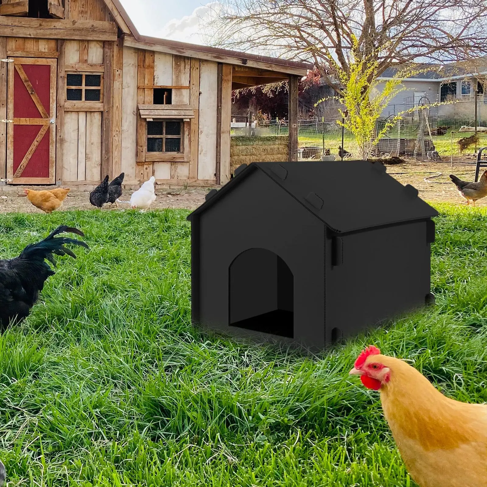 Chicken Nesting House Versatile Use Single Sturdy Egg Laying Nest Box Chicken House for Hens Farming Black