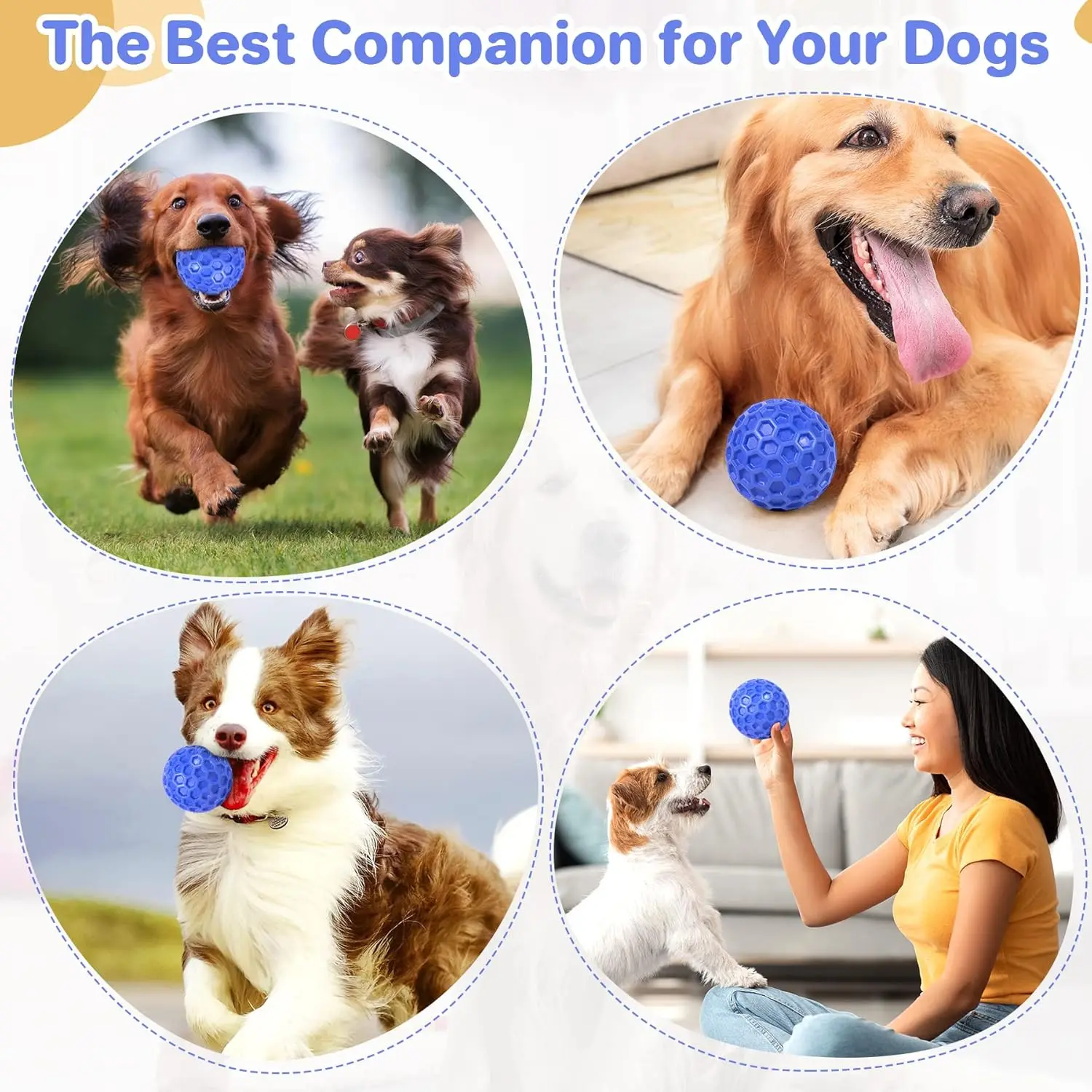 Bolas para perros indestructibles y chillones, juguetes interactivos para perros para mantenernos y ocupar, juguete de goma para masticar perros para razas medianas y grandes,