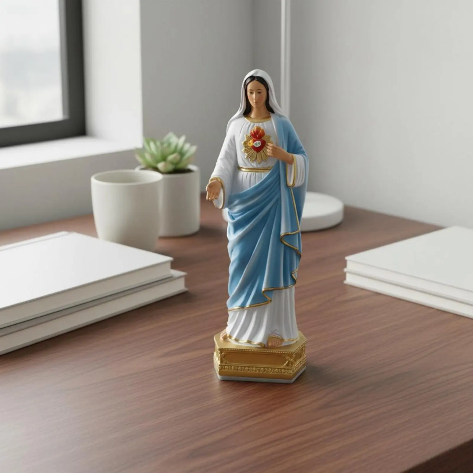Figura Virgen María resina – Decoración hogar fácil de limpiar - imagen 2
