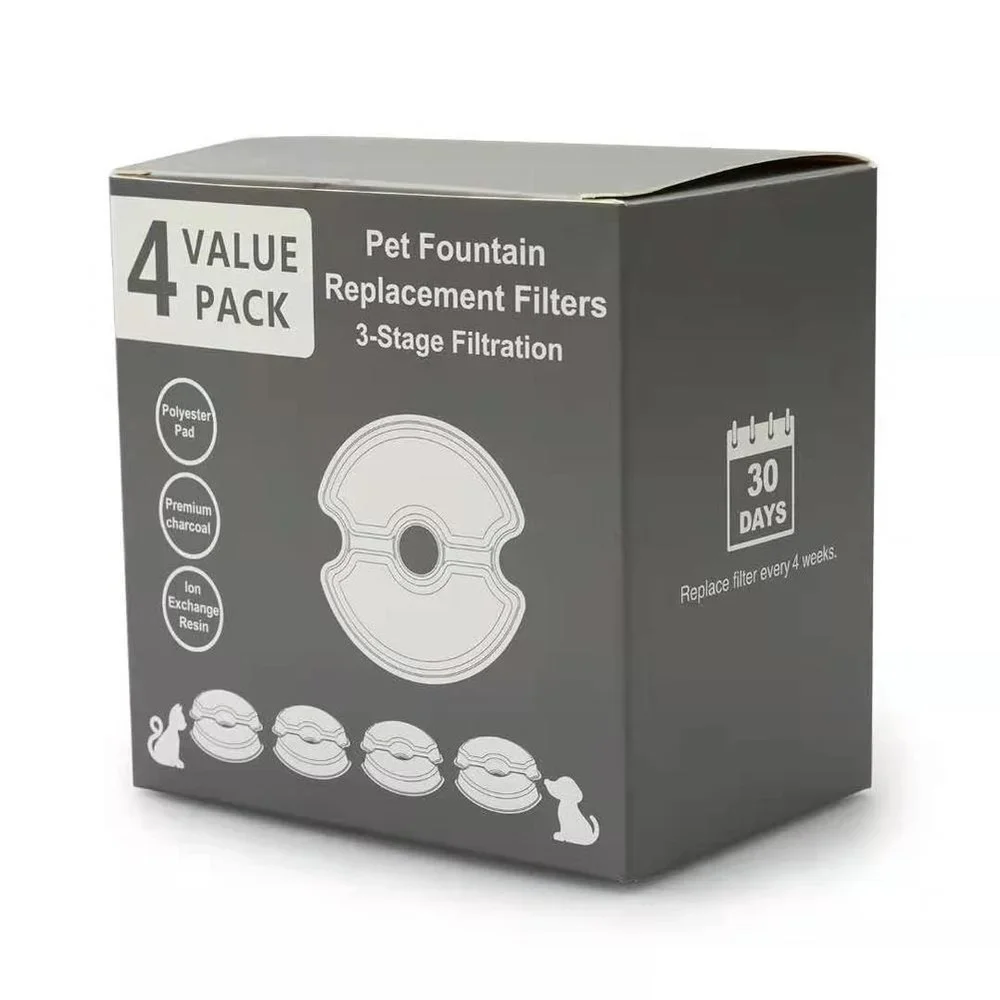 Filtros de repuesto de carbono para fuente de agua, bebedero para gatos de acero inoxidable 304, filtros de 4 Uds., suministros para mascotas - imagen 3