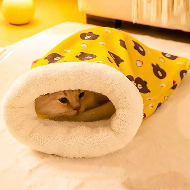 Cómoda saco de dormir para gatos, cama suave para gatos, cama para gatos cerrada y cálida, túnel divertido, nido para mascotas, nido encantador para gatos de 2,5-7kg, suministros para mascotas - imagen 3