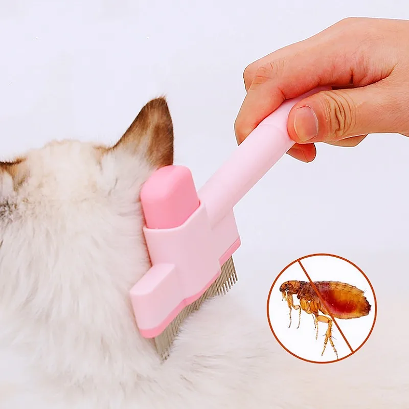 Peine para perros, cepillo de masaje para gatos, removedor de pelo para mascotas, cepillo para perros autolimpiante, peines automáticos para pelo de gato, peine para el cuidado de mascotas con apertura de nudos - imagen 4