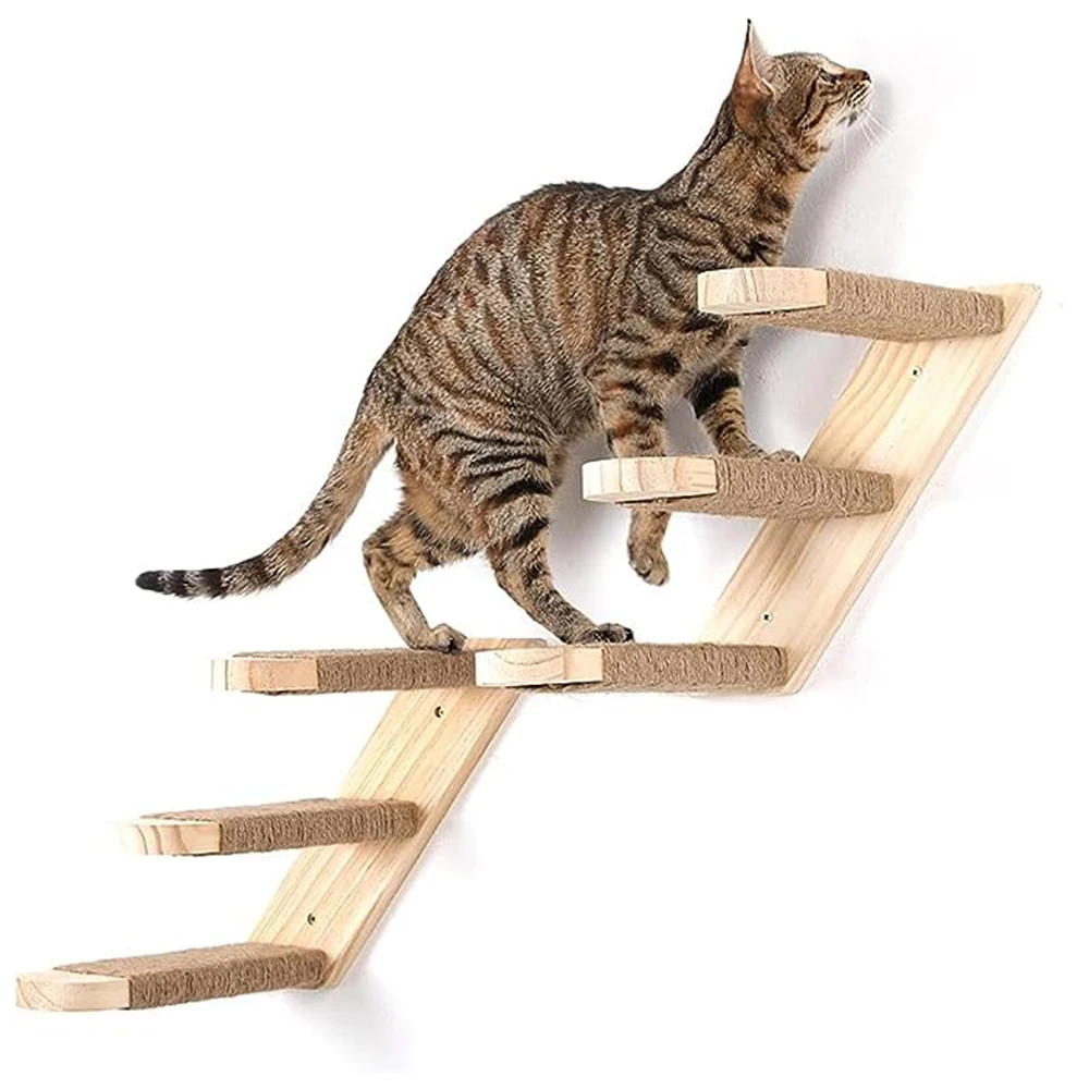 Estantes de escalada de madera montados en la pared para gatos, hamaca para gatos, plataforma de salto, muebles para mascotas para jugar y dormir - imagen 2