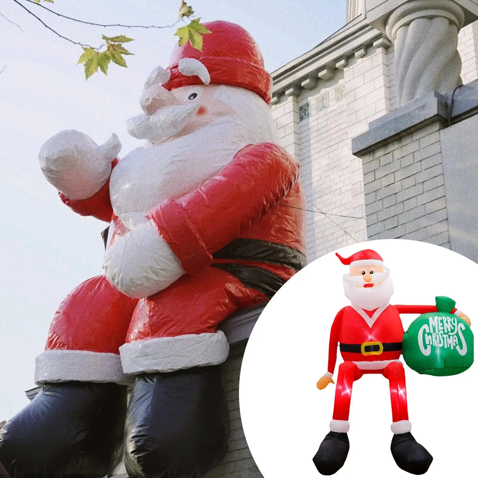 Decoraciones navideñas inflables de Papá Noel premium con bolsa de regalo grande para porche - imagen 3