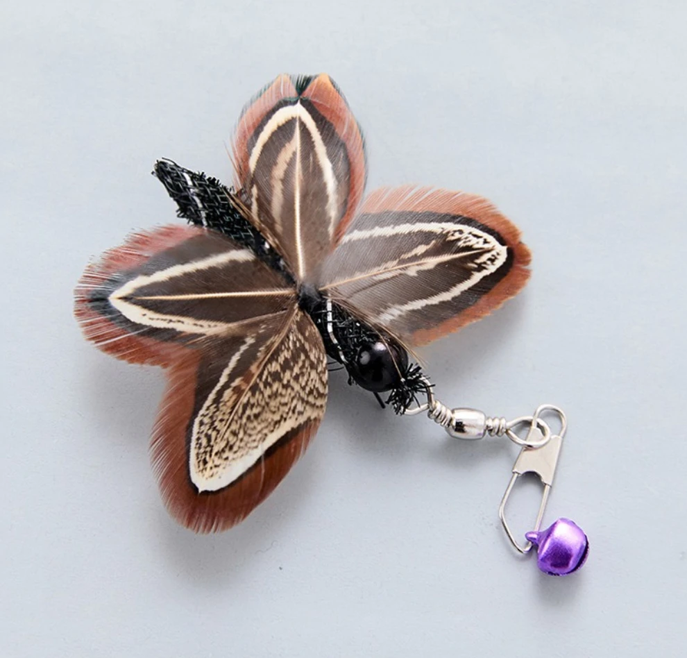 2 uds mariposa simulada cabeza de repuesto gato Teaser Stick divertido juguete para gato mascota - imagen 3