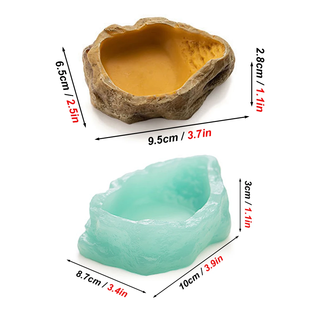 Cuencos para reptiles de resina noctilucosa, plato de gusano para alimentación, alimentador de lombriz de comida, cuenco de agua para reptiles, Rana, Gecko, serpiente, arañas, tortugas, 1 ud. - imagen 2