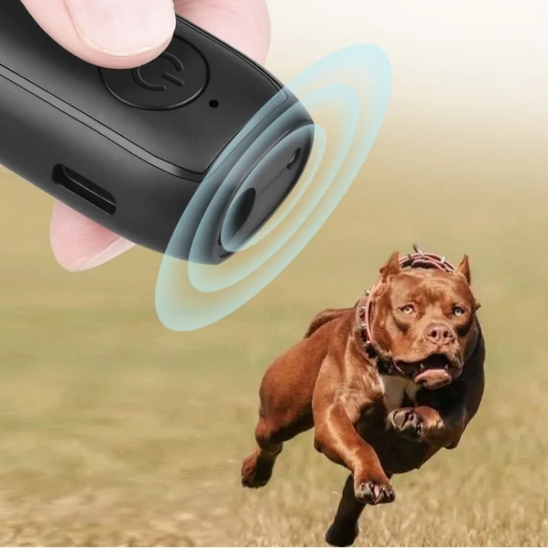 Repelente ultrasónico portátil para perros, dispositivo de entrenamiento de larga distancia, recargable por USB, con LED, defensa al aire libre, antibarkin - imagen 5